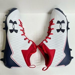Under Armour Nitro Select Football Cleats 3019904-102 Size 16 White Blue Red